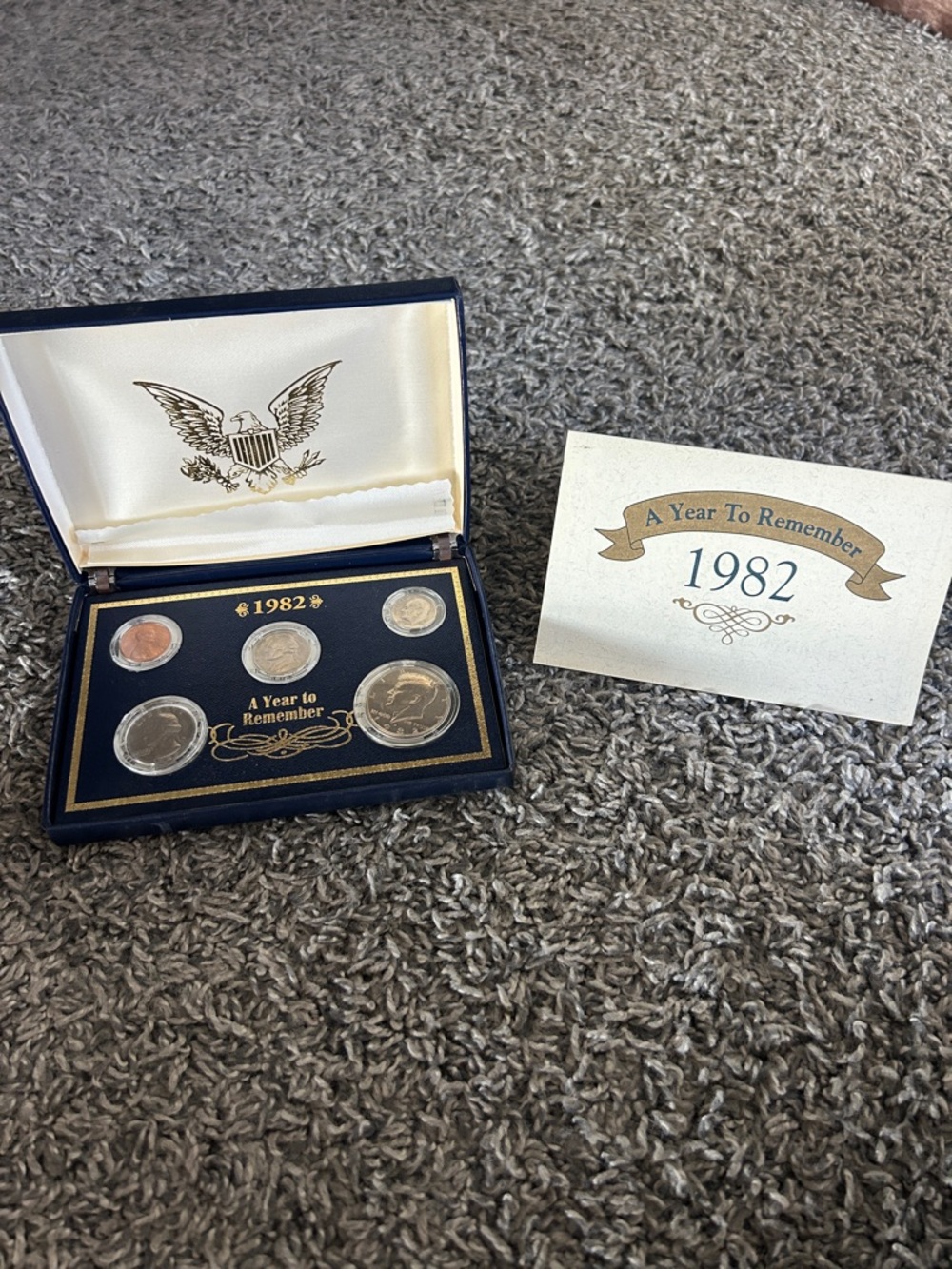 1982 Commemorative U.S. Coin Set - Blue Display Case